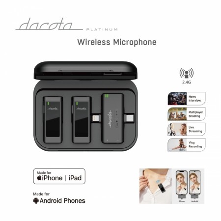 Dacota Platinum trådløst mikrofonsystem, USB-C/Lightning/3,5, 2 x mikrofon, svart