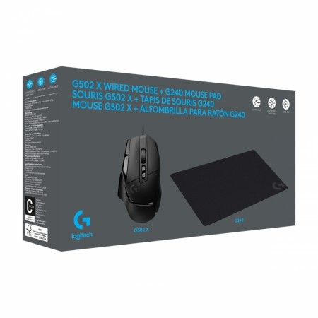 Logitech G502 X gamingmus og G240 gamingmusematte-pakke